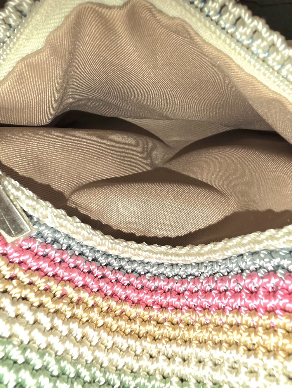 NEW The Sak -Striped Crochet Shoulder Bag in Rare Pastel Multicolor - Picture 6 of 9